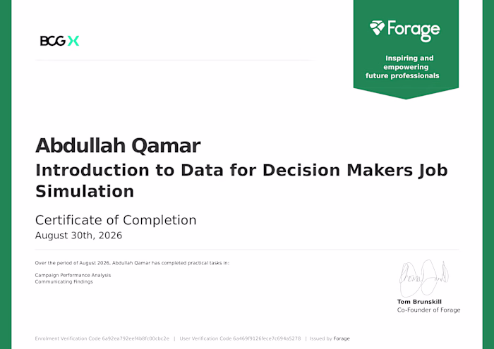 Completed: BCG Introduction to Data