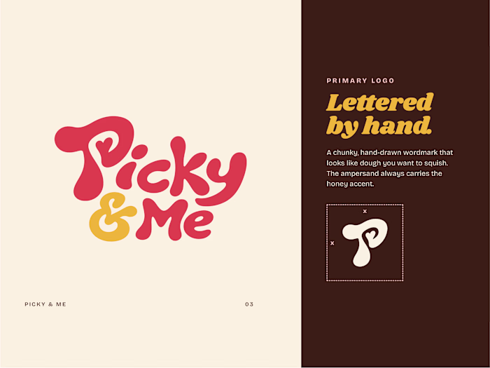 A hand-lettered logo, a sweet