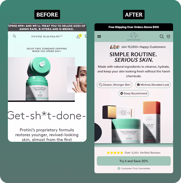 Before → After  Shopify