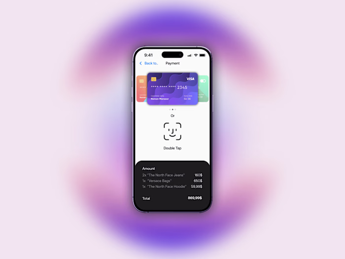 Mobile Payment UI with Order Confirmation and Card Input