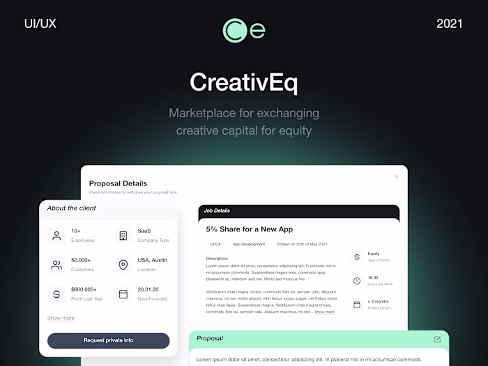 CreativEq — creative capital marketplace : Web service