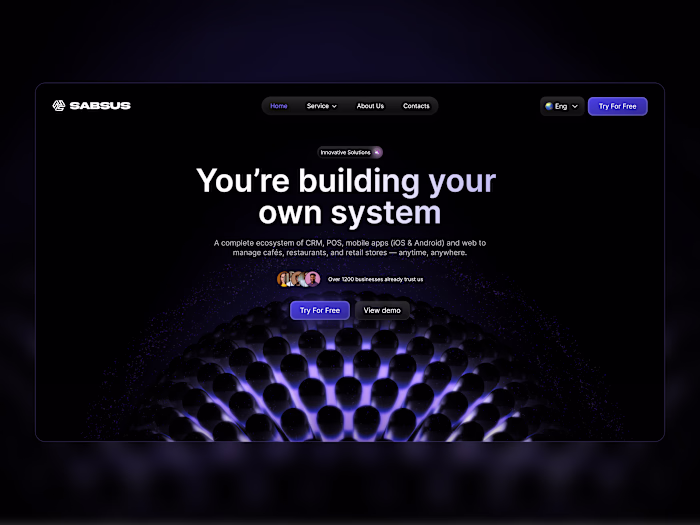 Futuristic Website Design for Sabsus CRM