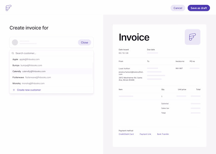 Finbook an Invoice generator, tracker and payment solution.