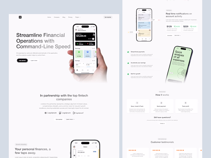 Fintech Landing Page and Mobile App Design