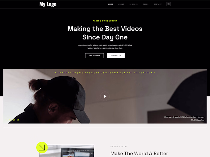 Cinematic Website UI Design for Video Production Services