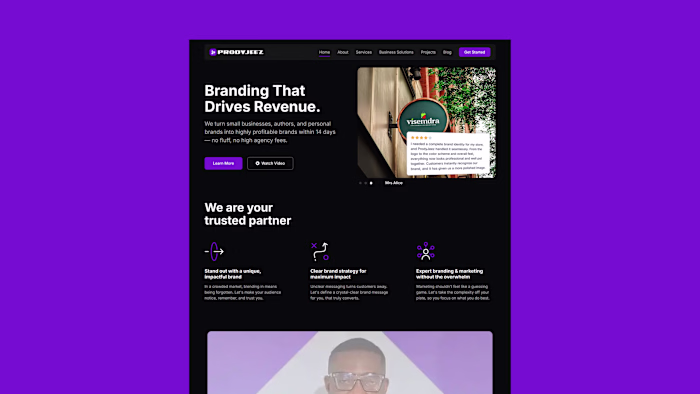 Dark Mode Website Development for a Branding Agency