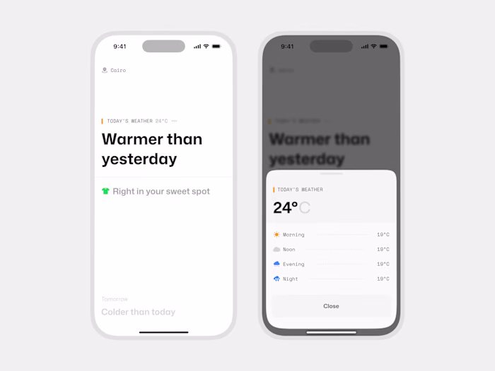 Minimal weather mobile app 🙌