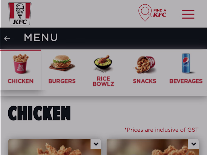 KFC - Cross sale popup design