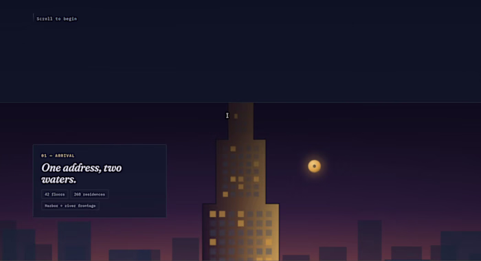 Amber Quay — Cinematic Scroll-Driven Property Launch