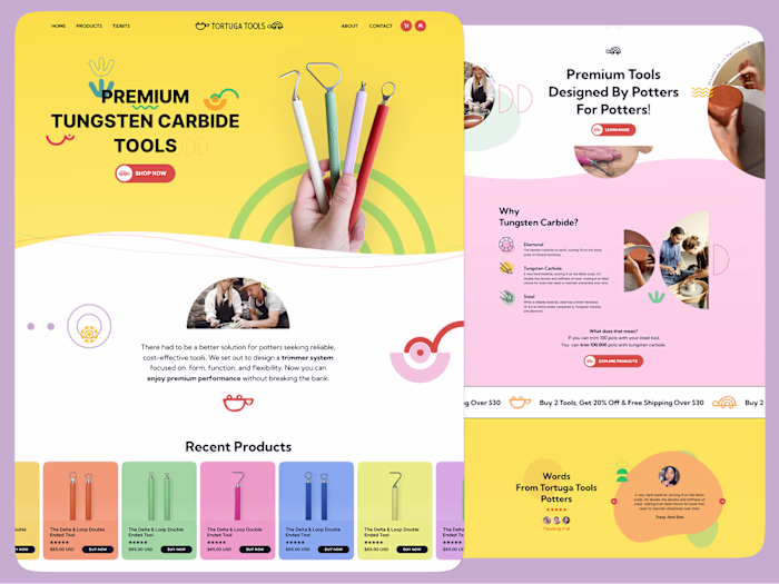 Vibrant Pottery Tools E-commerce Website Design