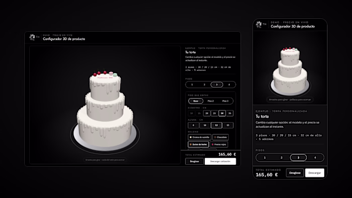 3D product configurator with live pricing