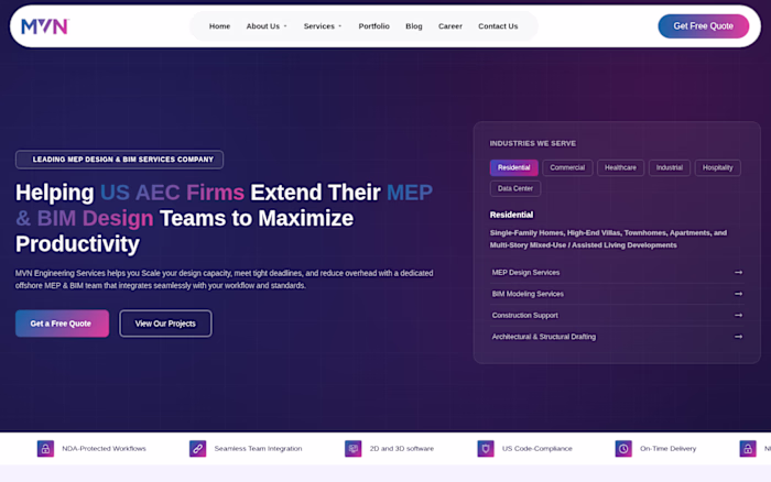 MVN Engineering Services – Corporate WordPress Site