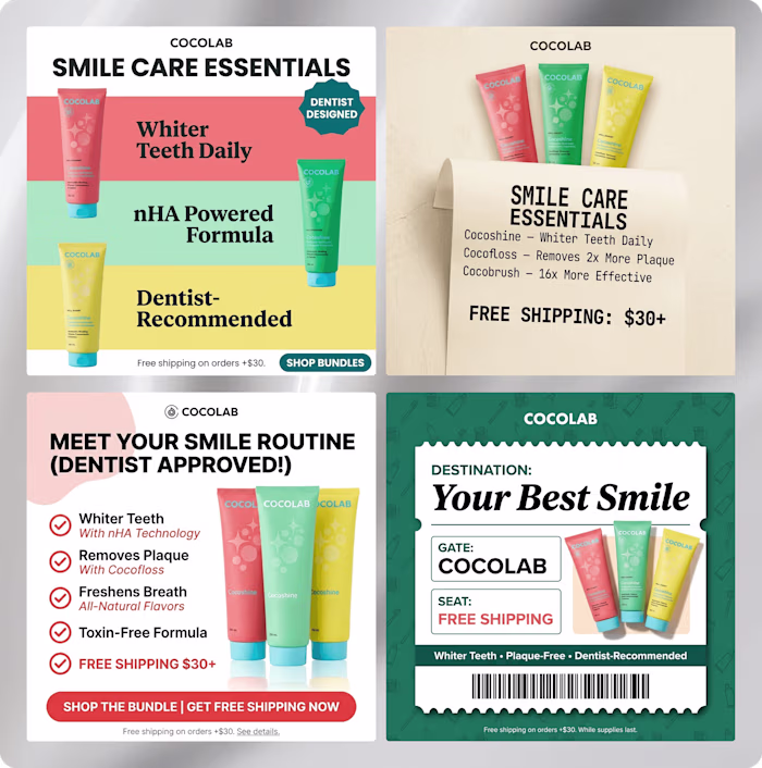 Statics ad creatives for Oral Care