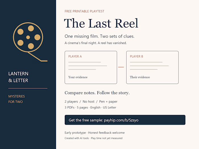 The Last Reel — Cooperative Print-and-Play Mystery