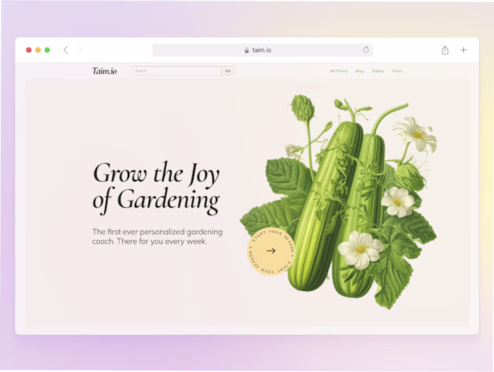 🌱 Taim.io – Webflow Site for a Smart Gardening Platform