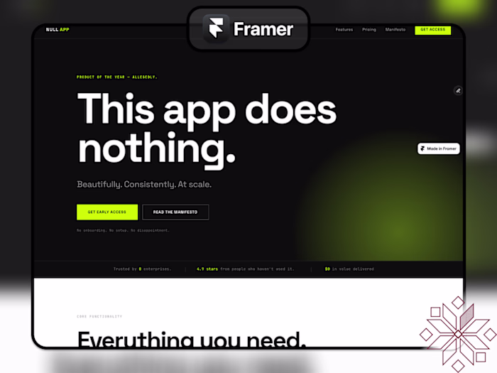 Null App — Brutalist SaaS Framer Template