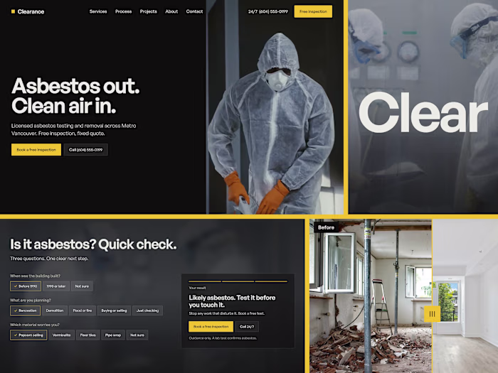 Asbestos Removal Website Template for Framer: Clearance