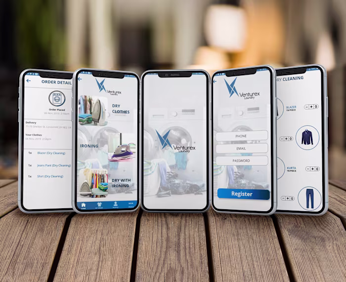 Mobile Apps Design for "Venturex Laundry"