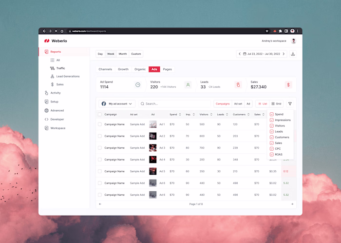 Weberlo Cookieless Marketing Attribution Tool Development