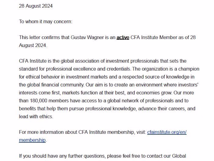 CFA Membership Verification Letter 2024/25