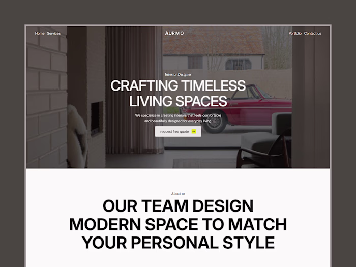 Aurivio: Website design For An Interior Designer Company