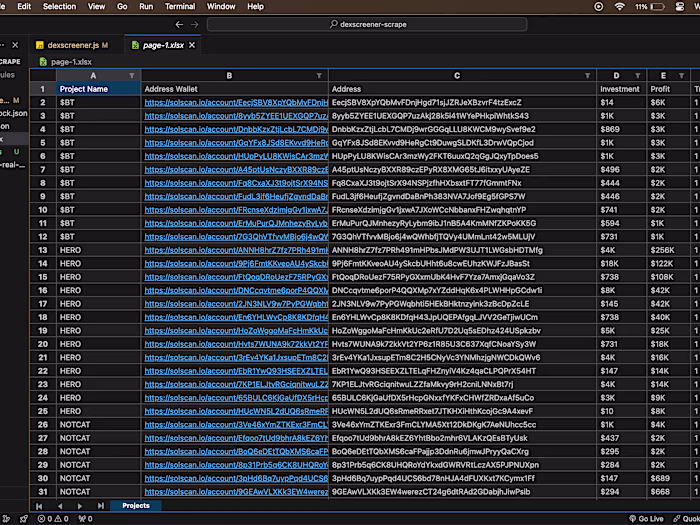 Automation scraping Dexscreener wallet