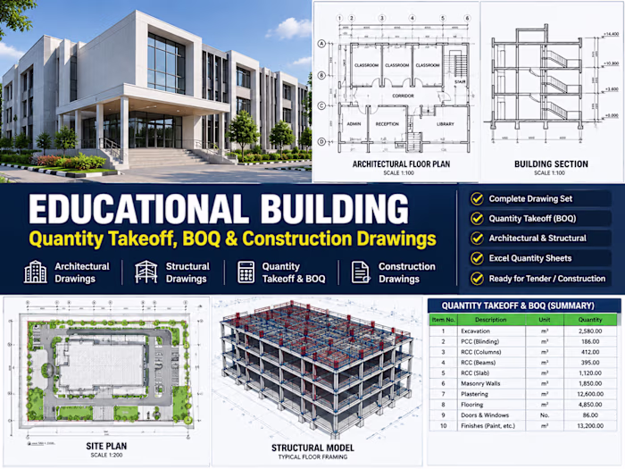  Quantity Takeoff, BOQ & Construction Drawings