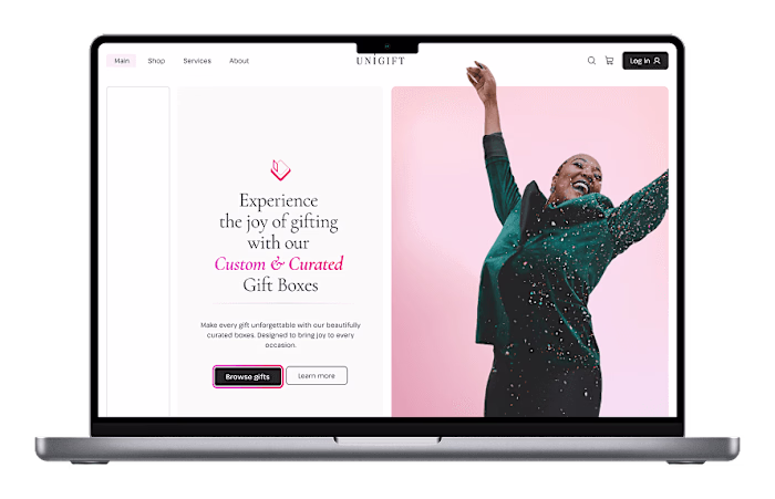 UniGift — Brand & UI for a gifting platform Scope: Visual id...