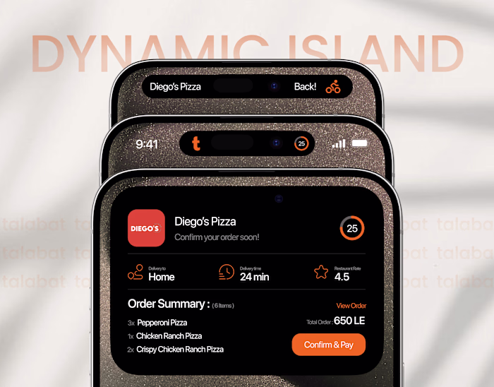 talabat for delivery | Dynamic Island | UX/UI