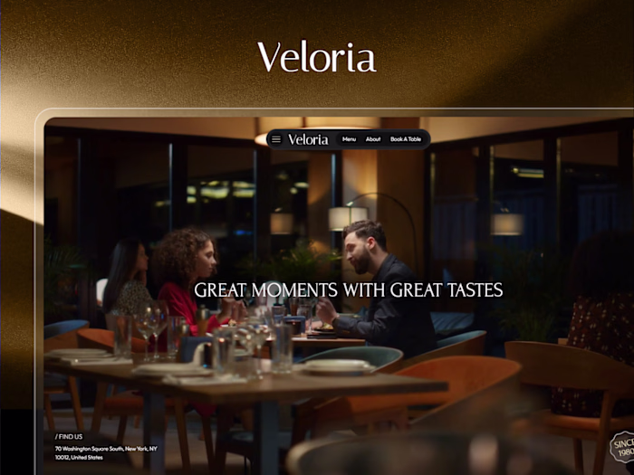 The Veloria : Premium Restaurant Website Framer Template