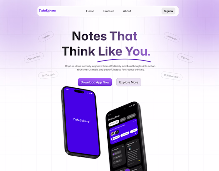 Notes Taking App Landing Page Design