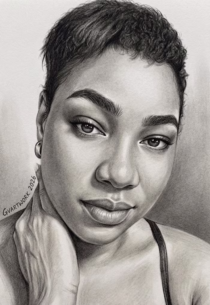A high-detail, close-up graphite portrait