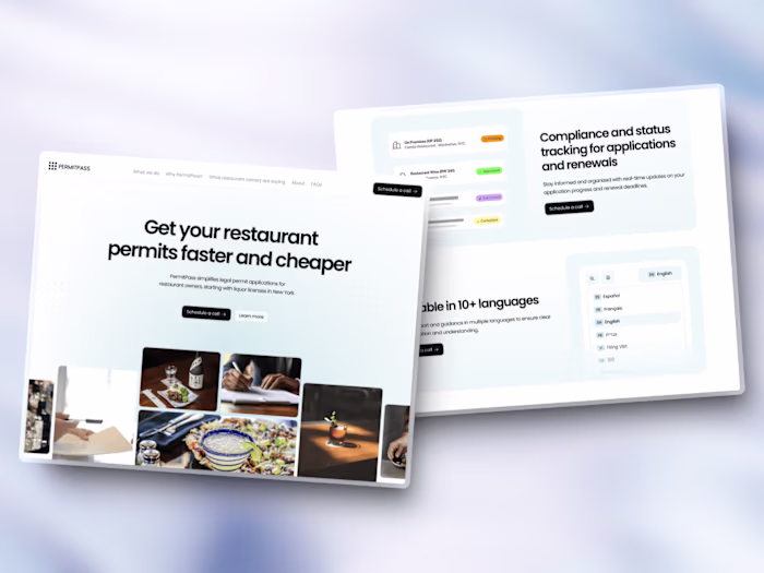 Quick Turn-around AI/SaaS Landing Page Design & Dev (PermitPass)