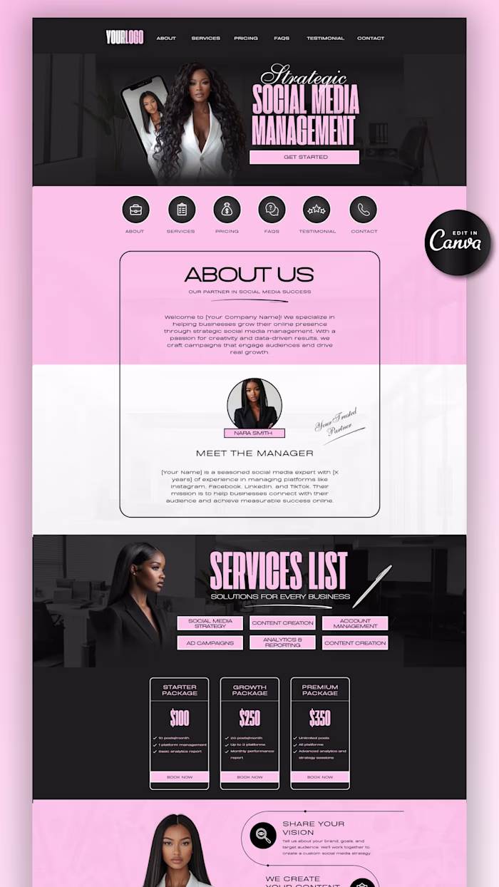 Social Media Manager Website