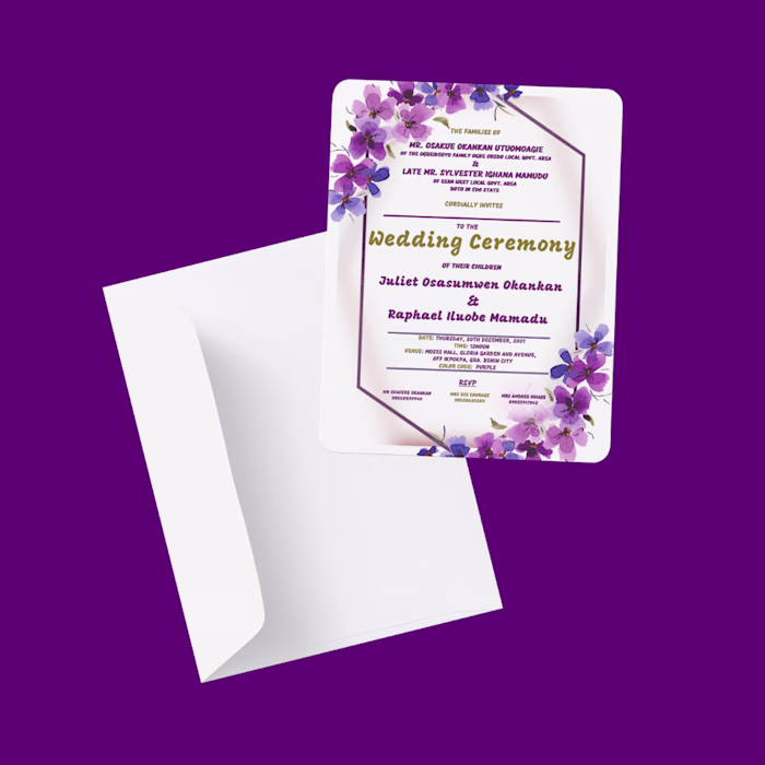 A beautiful invitation card for a wedding