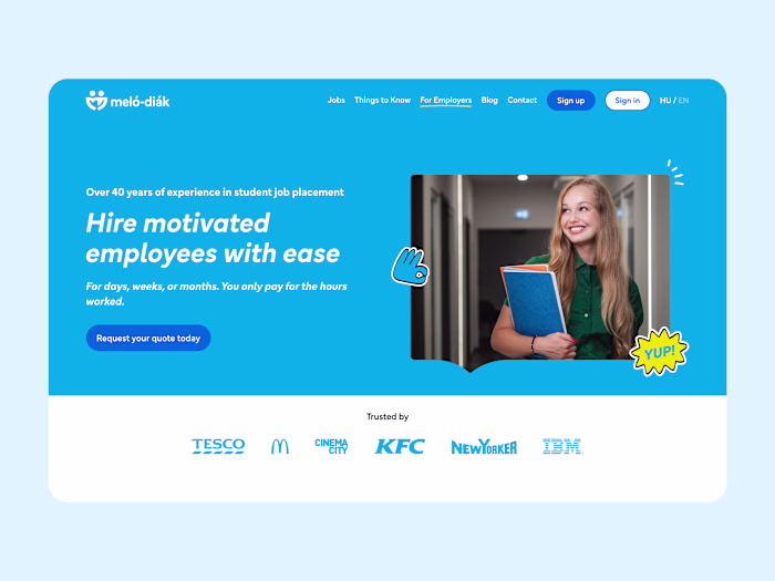 Marketing pages for a leading student jobs portal