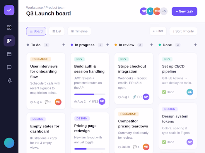 Taskflow — Kanban Project App
Descripción: