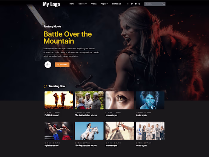Cinematic Website UI Design for Video Production Services