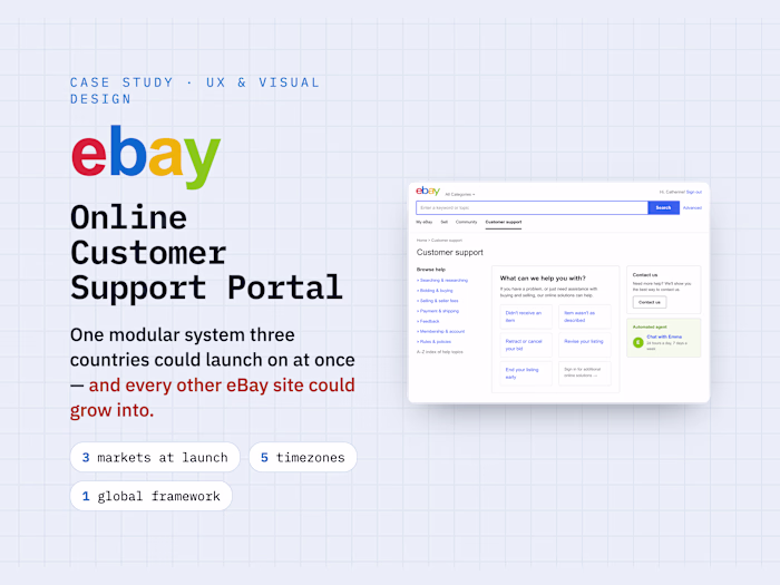 eBay: one support portal three countries could launch at once