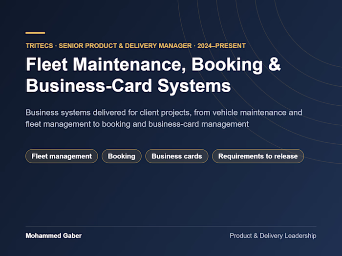 Fleet Maintenance, Booking & Business-Card Systems