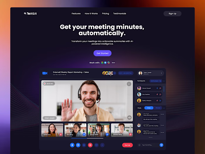 Minutelite landing page