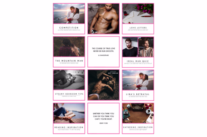 Instagram Grid Design for a Romance Publisher