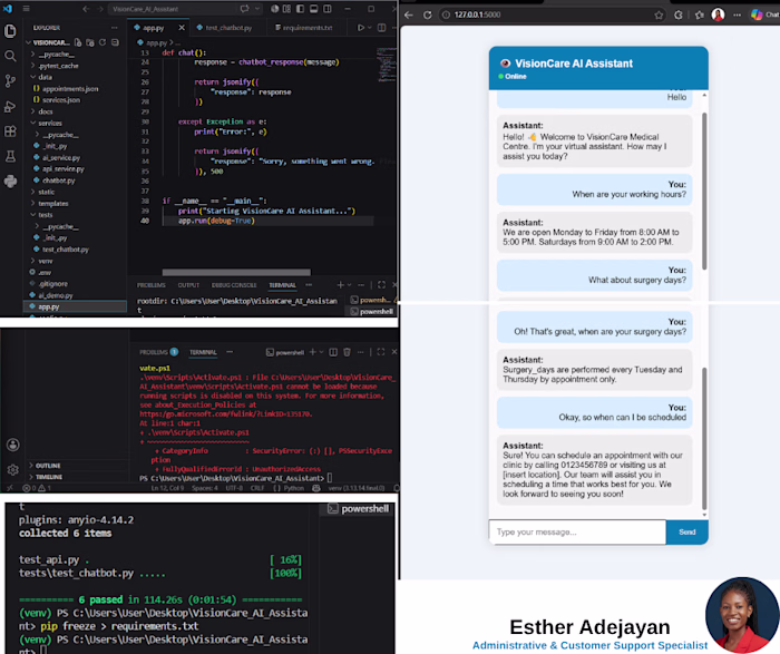 ViSsionCare: AI-powered Healthcare Customer Support Chatbot