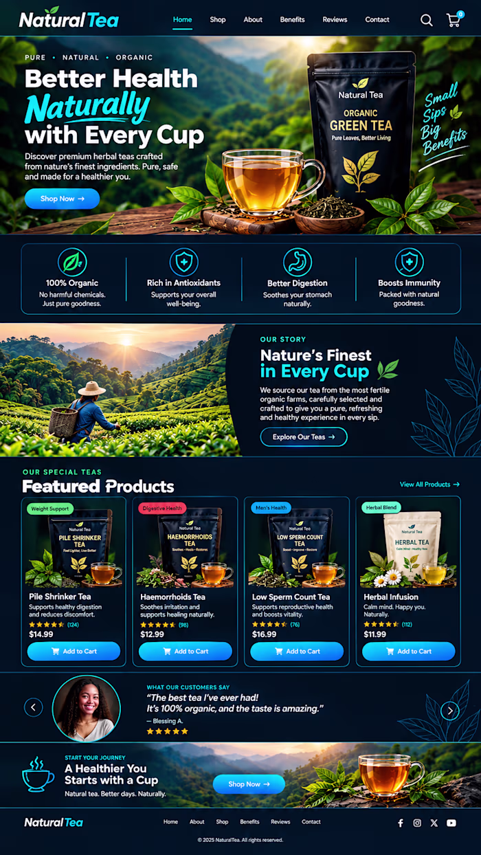 I’m currently designing a modern wellness tea e-commerce web...