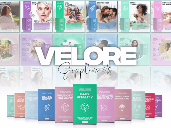 Velore Supplement Line | Packaging & Amazon Listing Design