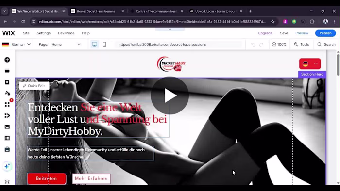 Bold Wix Landing Page Design for Secret Haus Passion