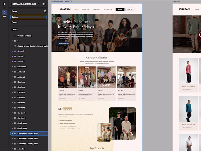 Khatam Baju Melayu — Fashion E-Commerce (Design + Webflow)