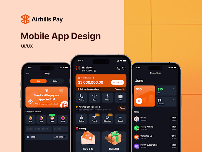 AirBills | Web3 FinTech Mobile App UI/UX Design