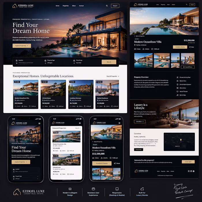 EZEKIEL LUXE: Luxury Real Estate Website Concept