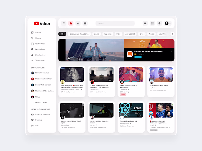 Youtube Redesign UI